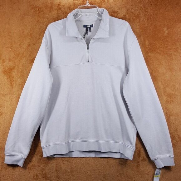 PAIGE Sweatshirt Mens Medium Gray 1/4 Zip Pullover Casual Terry DAVION $189 - Picture 2 of 9